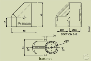 Click to enlarge the image of Dimensions of 20x20 PVC Adapter Dimensions of 20x20 PVC Adapter