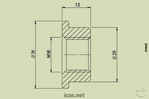 Click to enlarge the image of Dimensions of M16x25 Adapter for mounting in PVC pipe Dimensions of M16x25 Adapter for mounting in PVC pipe