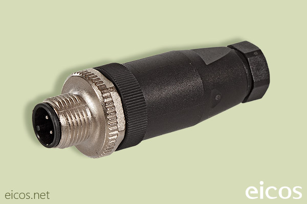 Straight M12 male connector of 4 contacts