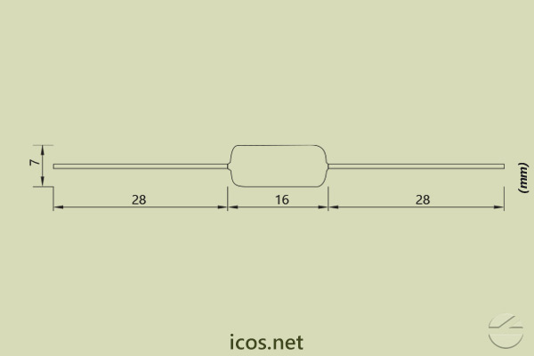 Dimensions of Resistor 4R7 5W for electrical installation of Eicos Switches