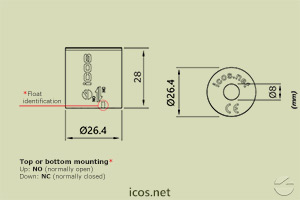 Click to enlarge the image of Dimensions of Polyamide Magnetic Float Dimensions of Polyamide Magnetic Float