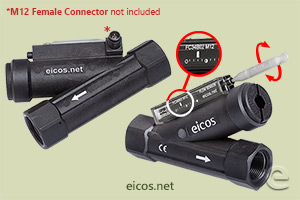 Click to enlarge the image of Sensitivity adjust of the Eicos flow switch FC34B04-M12 Sensitivity adjust of the Eicos flow switch FC34B04-M12