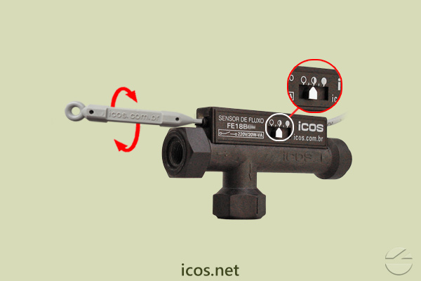 Click to enlarge the image of Sensitivity adjustment of the Eicos flow switch FE18B04 Sensitivity adjustment of the Eicos flow switch FE18B04