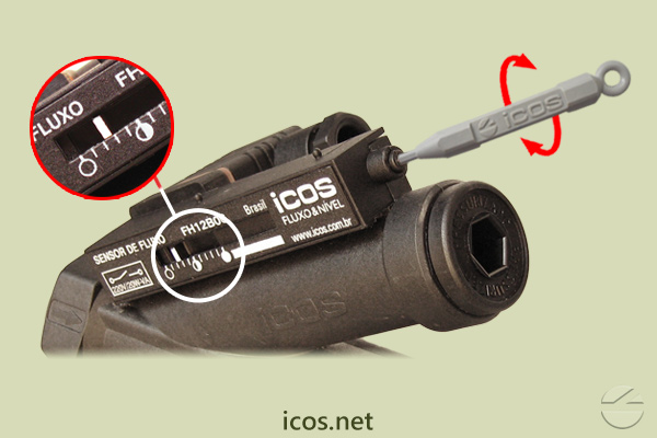 Sensitivity adjustment of the Eicos flow switch FH12B04