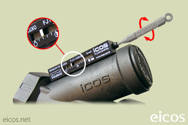 Sensitivity adjustment of the Eicos flow switch FJ112B04