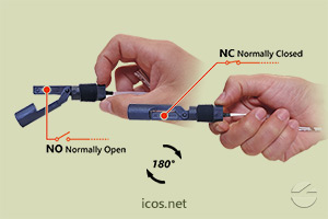 Click to enlarge the image of NO or NC installation of the level switch LA22N-40 NO or NC installation of the level switch LA22N-40