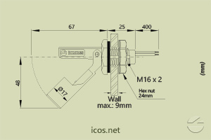 Click to enlarge the image of Dimensions of the level switch LA26M-40 Dimensions of the level switch LA26M-40