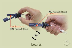 Click to enlarge the image of NO or NC installation of the level switch LA26M-40 NO or NC installation of the level switch LA26M-40