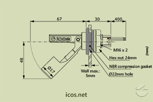 Click to enlarge the image of Dimensions of the level switch LA322E-40 Dimensions of the level switch LA322E-40