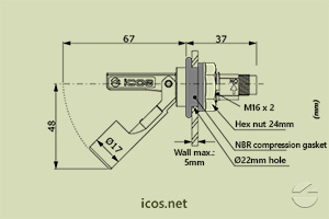 Click to enlarge the image of Dimensions of the level switch LA322E-M12 Dimensions of the level switch LA322E-M12