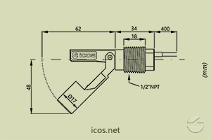 Click to enlarge the image of Dimensions of the level switch LA32N-40 Dimensions of the level switch LA32N-40