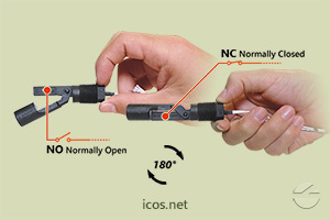 Click to enlarge the image of NO or NC installation of the level switch LA32N-40 NO or NC installation of the level switch LA32N-40