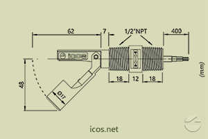 Click to enlarge the image of Dimensions of the level switch LA32N2-40 Dimensions of the level switch LA32N2-40