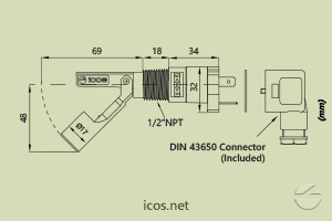 Click to enlarge the image of Dimensions of the level switch LA32NP Dimensions of the level switch LA32NP