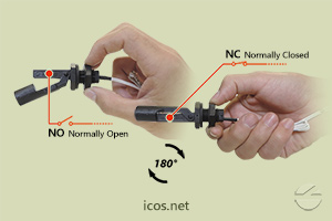 Click to enlarge the image of NO or NC installation of the level switch LA36M-40 NO or NC installation of the level switch LA36M-40
