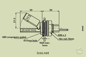 Click to enlarge the image of Dimensions of the level switch LF122E-40 Dimensions of the level switch LF122E-40
