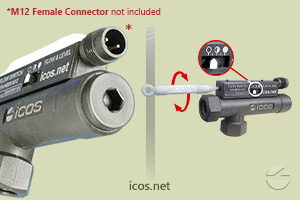 Click to enlarge the image of Sensitivity adjust of the Eicos flow switch FA14B06-M12 Sensitivity adjust of the Eicos flow switch FA14B06-M12