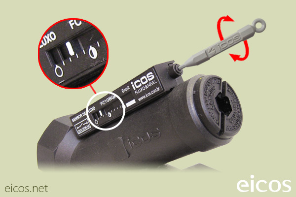 Sensitivity adjustment of the Eicos flow switch FC10B02