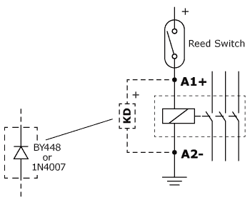Electrical connection of Level Switch or Flow Switch using KD Suppressor Filter (DC)