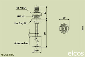 Click to enlarge the image of Dimensions of the level switch LD81-M12 Dimensions of the level switch LD81-M12